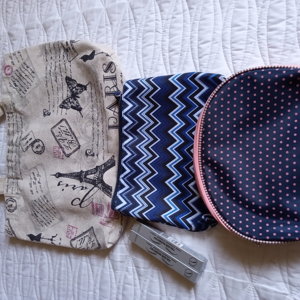 Set of Three Stylish Pouches. Make-up Bags